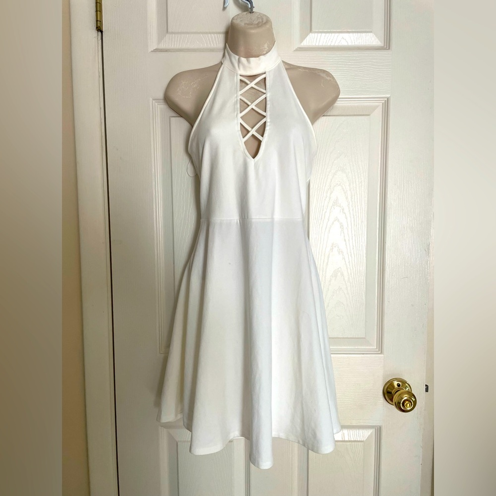 Express Little White Halter Dress‎ Size Small
